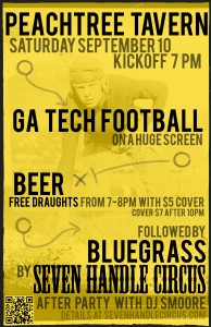 Football & Bluegrass - Sept 10, 7pm @ Peachtree Tavern